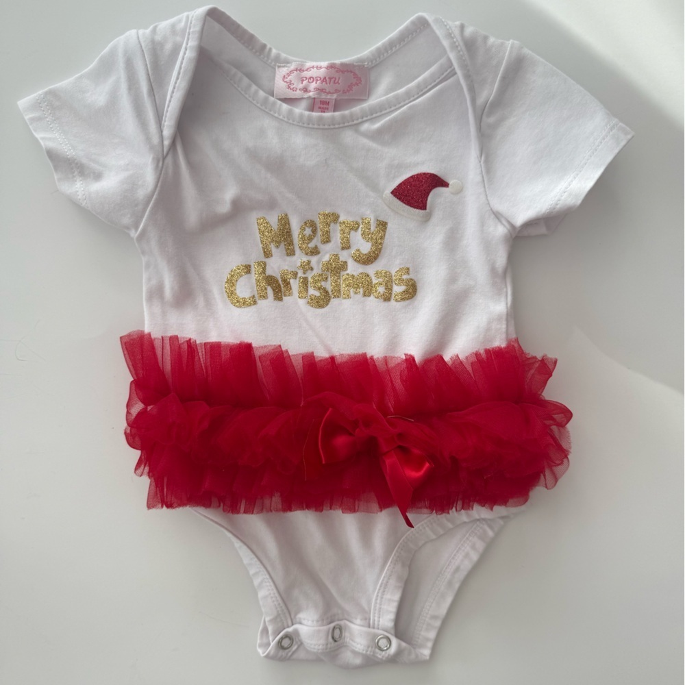 Popatu 18M Christmas Baby Onesie with Red Tutu​